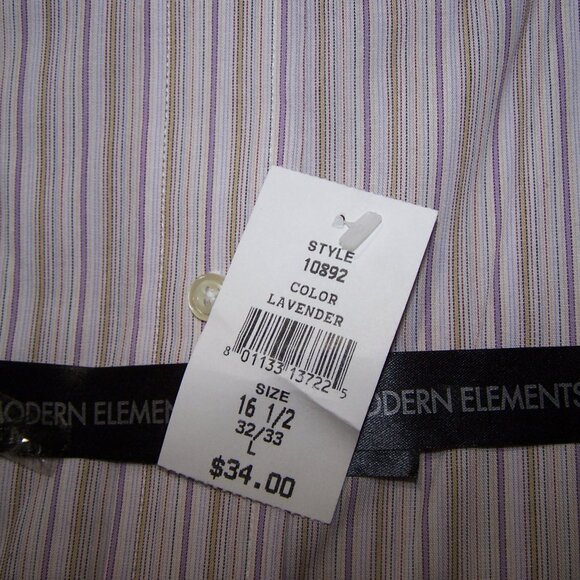 Modern Elements Men Stylish L-Sleeve Stripe Dress Shirt 16.5x32/33 Point Collar - Picture 5 of 6